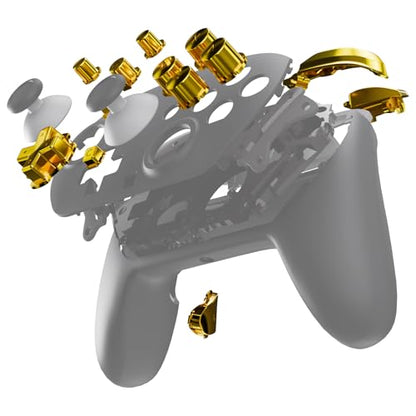 eXtremeRate DIY Replacement Full Set Buttons for Nintendo Switch 2 Pro Controller, Chrome Gold Custom ABXY Dpad + - Home Capture Power L R ZR ZL Triggers Sync GL GR Buttons for Switch 2 Pro Controller - color: Chrome Gold