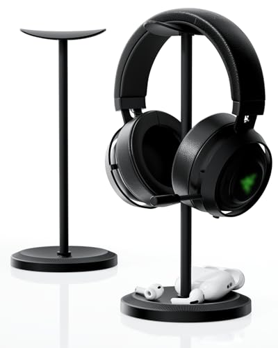 Headphone Stand, Desktop Headset Holder, Black | Earphone Stand, Gaming Headphone Hanger, Enlarged Headrest Heavy Base, Office Desk Accessories for All Headphones Size - color: Black