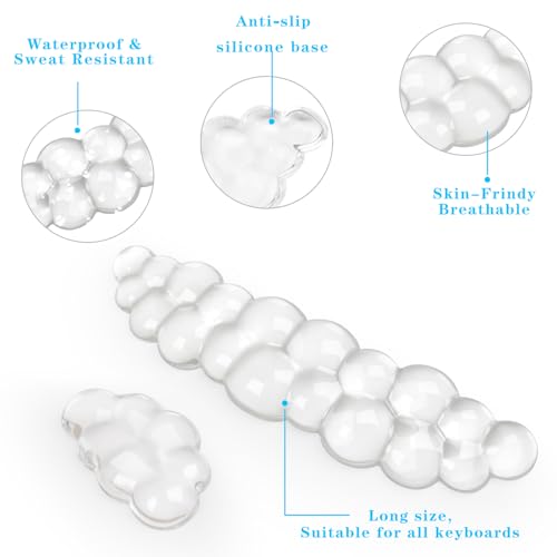 Acrylic Transparent Computer Keyboard Stand with Gel Cloud Keyboard and Mouse Wrist Rest, Ergonomic Tilting 3-in-1 Set, Relieves Painful Typing, for Office/Computer/Laptop/Gaming - color: Clear Cloud Set