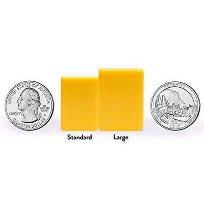 Yellow Mountain Imports Japanese Riichi Mahjong Set - White and Yellow Standard Size Tiles - with East Wind Tile and Black Vinyl Case - color: Yellow
