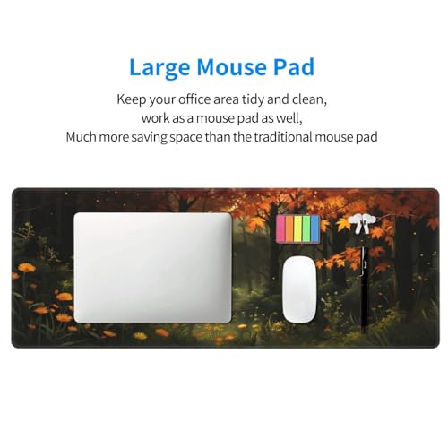 Large Gaming Mouse Pad Desk Mat, Dark Forest Extended Keyboard Mouse Pad Mousepad with Non-Slip Base and Stitched Edge Mouse Mat Desk Pad Mouse Pads for Desk Home Office, 31.5 x 11.8 - color: Dark Forest