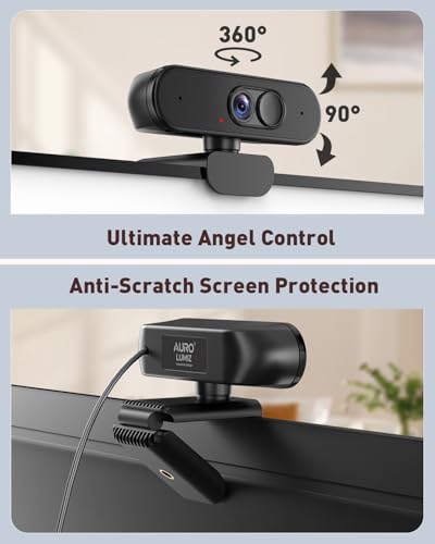 1080P Webcam with Mic, Privacy Cover, Mute Button for PC/Laptop | Dual privacy: mic mute button and lens cover; USB plug and play for Zoom, Teams, streaming and video calls - color: 1080P