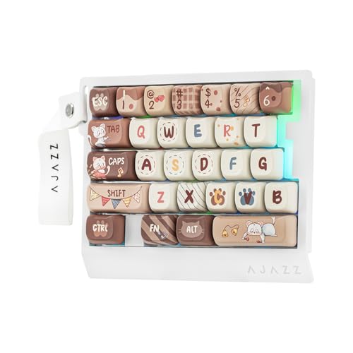 MechLands AJAZZ AK029 One Handed Gaming Keyboard, 8Khz Polling, 29 Keys Rapid Fast Wired Keyboard, SOCD & DKS, Magnetic Switch, Adjustable Actuation, RGB Backlits, Aluminum Plate (White Brown) - color: White Brown