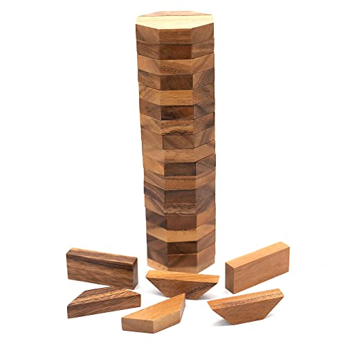 BSIRI Octa Tumbling Tower Game - Wooden Stacking Game, Outdoor Games for Adults and Family, Ideal for Game Night, Home Decor for Living Room, Classroom, Office - style: Octa Tumbling Game
