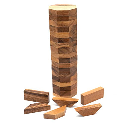 BSIRI Octa Tumbling Tower Game - Wooden Stacking Game, Outdoor Games for Adults and Family, Ideal for Game Night, Home Decor for Living Room, Classroom, Office - style: Octa Tumbling Game