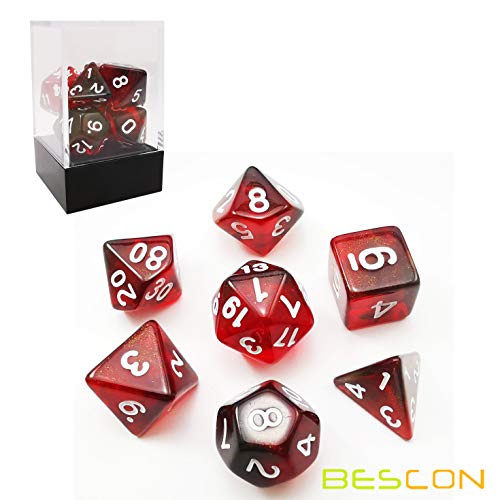 Bescon New Moonstone Dice Maroon, Polyhedral Dice Set of 7 - color: Maroon