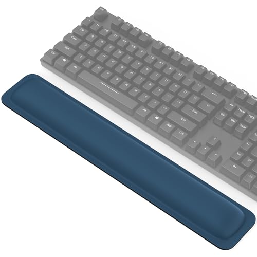 TECKNET Wrist Rest for Computer Keyboard Ergonomic, 1 in Thick, 17x3.3 in | Thicken Memory Foam, Typing Pain Relief, Wrist Support Pad for Keyboard, Comfort for Home/Office/Work, Anti-Slip Rubber Base - color: Blue