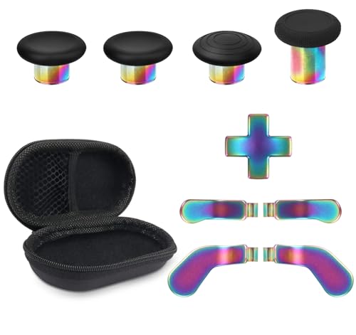 Accessories for Xbox Elite Controller Series 2 Core, 9 in 1 Replacement Component Set Includes 4 Paddles, 4 Metal Thumbsticks, and 1 D-Pad (Iridescent) - color: Iridescent