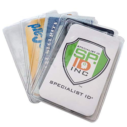 5 Pack - Premium Medicare Card Protector Sleeves - Durable 2 ⅜ X 3 ⅜ Business Card Holders - Clear Vinyl Plastic Covers for Insurance & Social Security Metro & License or Credit Cards by Specialist ID