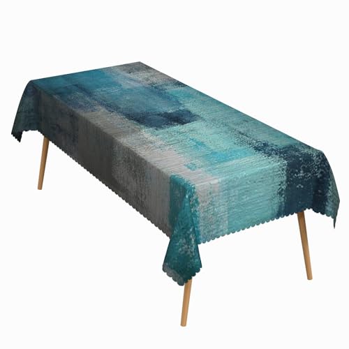 60x84 Inch Abstract Painting Rectngular Tablecloth Ombre Grunge Style Blue Table Cloth Waterproof Durable Table Cover for Kitchen Picnic Bedroom Home Decor - color: Zjy02736-d, size: 84" x 60" (Rectangular)