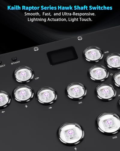 GuileKeys GK-18 Leverless Arcade Stick, All-Button Fight Controller with 18 Keys, RGB Lights, Hot-Swappable for PS5/PS4/PS3/PC/Switch, Arcade Fight Stick Black - color: GK-18 Black