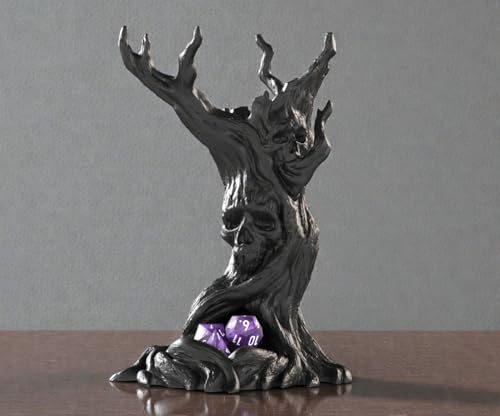 Darkwood Dice Tower for DND, Haunted Tree Skull Dice Tower with Tray, Dark Fantasy Dice Tower for Tabletop RPG Games, Dungeon Master Gift, Dungeons & Dragons Accessories (Obsidian Black)