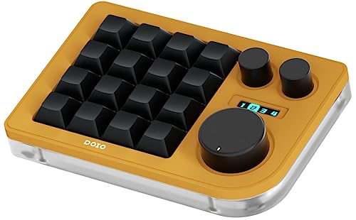 KEEBMONKEY Megalodon Triple Knob Macro Pad Programmable Designer Mini Keyboard 16 Keys (Yellow) - color: Yellow