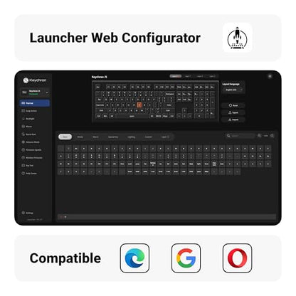 Keychron KJ5 Wireless Custom Mechanical Keyboard, 2.4 GHz Bluetooth QMK Full-Size Layout RGB, Hot-swappable Red Switch Compatible with Mac Windows Linux, 3750mAh Fast Charge Battery for Gaming - Black - style: Black - Red Switch