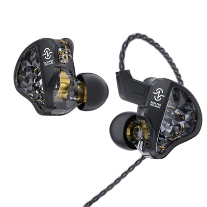 CCZ BC01 PRO in Ear Monitor Headphones, 1BA 1DD Hybrid Driver Wired Gaming Earbuds, Deep Bass Sound Wired Ear buds, HiFi IEM for Gaming Video Calling Singer Musician Drummer (without mic, Dark Black) - color: Dark Black, style: without mic