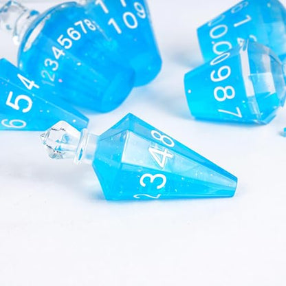 7PCS Potion DND Dice Set,Transparent Sharp Edge Die Set D&D RPG Polyhedral Die,for Dungeons & Dragons, Pathfinder, and TTRPG Roleplaying Games (Blue) - color: Blue
