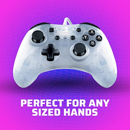 PDP Rock Candy Enhanced Wired Nintendo Switch Pro Controller, Switch Lite/OLED Compatible, Compact Durable Ergonomic Non-Slip Joystick (Frost White) - color: Frost White
