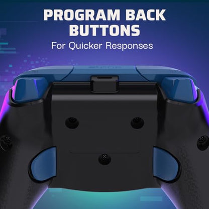 PDP Gaming REMATCH Enhanced Wired Gaming Controller: Licensed Xbox Series X|S Gamepad, Xbox One, PC, Mappable Back Buttons, Customizable Triggers, Audio Control, Companion App: Glitch Green/Blue - color: Glitch Green, style: Controller
