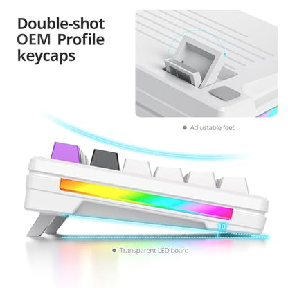 Owpkeenthy 75 Percent Gaming Keyboard Gasket Mounted with Pre-lubed White Switch, 87 Key Wired Mechanical Keyboard Hot Swappable RGB Backlit for MAC Win (R-Purple) - color: R-Purple/White