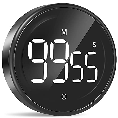 LIORQUE Digital Kitchen Timer, 99 Minute Magnetic Countdown Timer, Black | Large LED Display, 2 Brightness Levels, 3 Volume Levels, Productivity Timers for Classroom Cooking Fitness