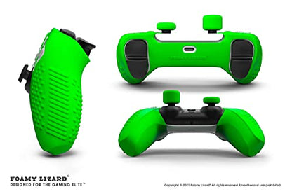 SensePro PS5 Controller Skin Grip, Anti-Slip Studded, Green | Dock Compatible, Soft Gel Silicone Cover for Playstation 5 Dualsense, Rubber Protector, Raised Thumb Grip Caps - color: Green