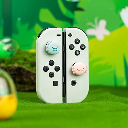 GeekShare Cute Silicone Joy Con Thumb Grip Caps, Joystick Cover Compatible with Switch/OLED/Switch Lite,4PCS - Dinosaur & Axolotl - color: Green, Brown, Pink