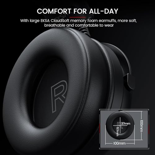 EKSA Gaming Headset with Microphone for PS5 PS4 PC Switch, Over-Ear Headphones with Detachable Noise Cancelling Mic, 50 mm Drivers,3D Stereo Surround Sound, Wired Gaming Headphones-Gift