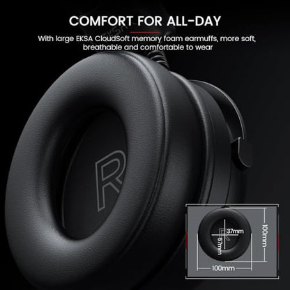 EKSA Gaming Headset with Microphone for PS5 PS4 PC Switch, Over-Ear Headphones with Detachable Noise Cancelling Mic, 50 mm Drivers,3D Stereo Surround Sound, Wired Gaming Headphones-Gift
