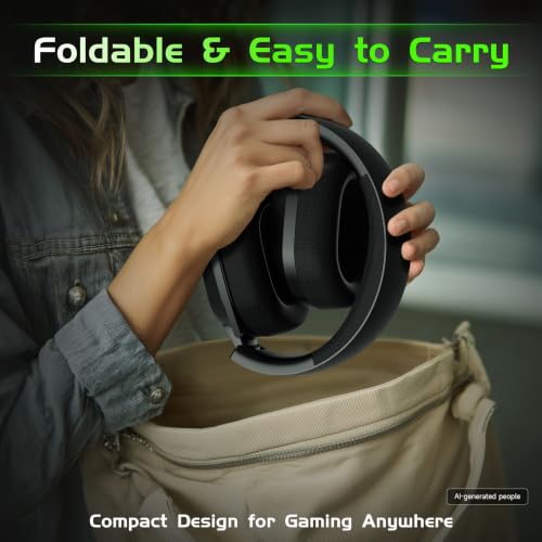 Gvyugke Wireless Gaming Headset for Xbox Series X/S, Xbox One, PS5, PC, Bluetooth 6.0 Gaming Headphones with Flip-to-Mute Noise-Canceling Mic, 70-Hour Playtime, Foldable, 3D Surround Sound - Black - color: Black