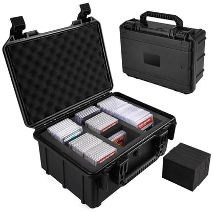 QINGUANG Graded Card Case Storage Box for PSA/CSG/CGC/BGS Collection | 3 Rows PSA Slab Case | with 6 Foam Dividers | IPX5 Waterproof | Fits for Graded Cards / One Touch / Toploaders - size: 3 Rows standard