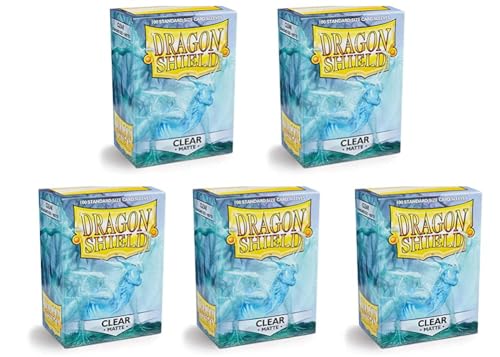 5 Packs Dragon Shield Matte Clear Standard Size 100 ct Card Sleeves Value Bundle!