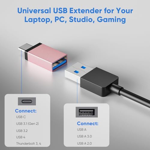 USB to USB C Adapter, YaimhSound Multi USB Port for Laptop,Pink USB Hub 3.0 | Multiple USB Expander Adapter for PC, MacBook, Mac Pro, Surface, Flash Drive, SSD, Keyboard, Mouse, Camera, Gaming - size: Pink A+C to 4 USB