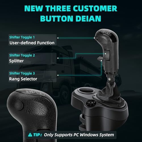 kelegaan USB Truck Simulator Shifter, Compatible with Logitech G25, G27, G29, G923, Thrustmaster TH8A Shifter, semi shifter for pc,Gear Shift Lever for ATS and ETS2 Games-PC Sim Racing Shifter
