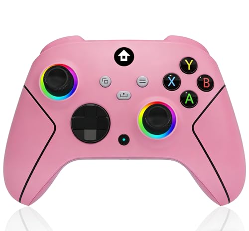 SZDILONG 2.4GHz Wireless Controller for Xbox, Xbox One Series S|X, PC,Steam | Turbo/Programmable,Hall Effect Sticks,1000mAh Battery,7 Colors RGB Light,Dual Vibration,Type-C Charge,3.5mm Audio Jack - color: Rose Red