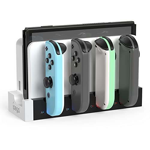 Charging Dock Compatible with Nintendo Switch & Switch OLED Model Joycons, Switch Controller Charger Dock Station for Joycon Charges up to 6pcs, Charging Stand Station for Nintendo Switch/OLED Model - color: Pure white
