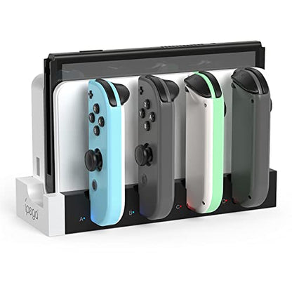 Charging Dock Compatible with Nintendo Switch & Switch OLED Model Joycons, Switch Controller Charger Dock Station for Joycon Charges up to 6pcs, Charging Stand Station for Nintendo Switch/OLED Model - color: Pure white