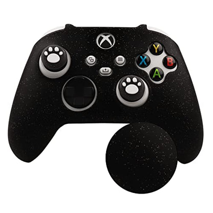 RALAN Glitter Controller Skin for Xbox Series, Anti-Slip Silicone Controller Cover Protector Case Compatible for Xbox Series Gamepad Joystick with 4 Cat Caps and Black Pro Thumb Grip x 8. - color: Black