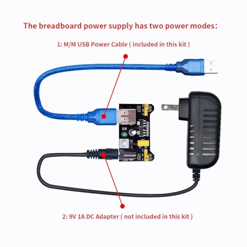 REXQualis Electronics Basic Kit w/Power Supply Module, Breadboard, Jumper Wire, LED,Resistor, comes with more than 300pcs sensors and components for fun and simple electronic projects.