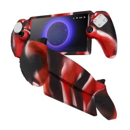 TNP Camouflage Red Silicone Case Cover Compatible with PlayStation Portal | Protective soft-grip shell for steadier handheld play; 1 flexible cover only, console and thumb grips not included - color: Camouflage Red