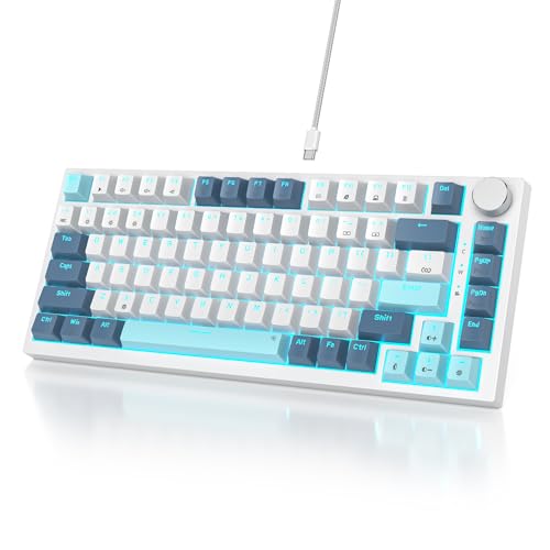 Owpkeenthy 75 Percent Mechanical Keyboard, 82 Key Gasket Mounted Hot Swappable with Volume Knob, Wired RGB Backlit NKRO Compact Gaming Keyboard for PC Laptop (82Shoko) - color: 82 Shoko