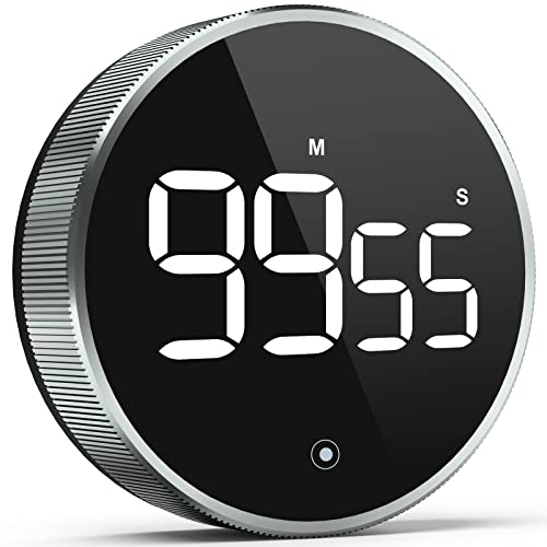 Digital Kitchen Timer, 3.8'' Large LED Display Countdown Countup Timer, Timer for Kids, Classroom Magnetic Timer, Adjustable Volume, Brightness, Easy for Cooking/Study/Office/Exercise (Ridged Knob) - style: Ridged Knob