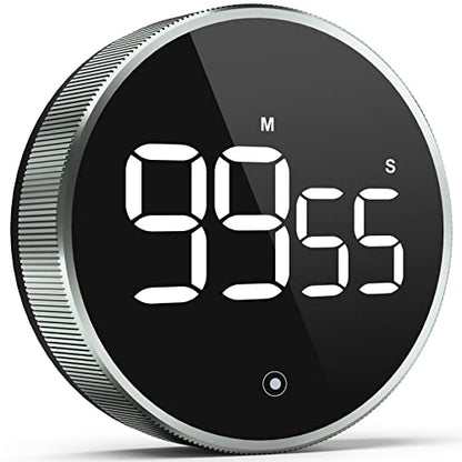 Digital Kitchen Timer, 3.8'' Large LED Display Countdown Countup Timer, Timer for Kids, Classroom Magnetic Timer, Adjustable Volume, Brightness, Easy for Cooking/Study/Office/Exercise (Ridged Knob) - style: Ridged Knob