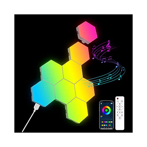 OJQ 8 Pack Hexagon Lights Wall RGB Panel Hexagonal Gaming Led Lights | Room Decor Wall Lights Gifts for Men/Women Honeycomb Shape Panels Hexagon Gaming Led Lights for Bedroom Children - color: Multicolor