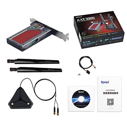 FENVi AX210 WiFi 6E PCIe WiFi Card, Tri-Band 5400Mbps, Bluetooth 5.3, with RGB Lightning for Gaming, Compatible with Windows 11/10