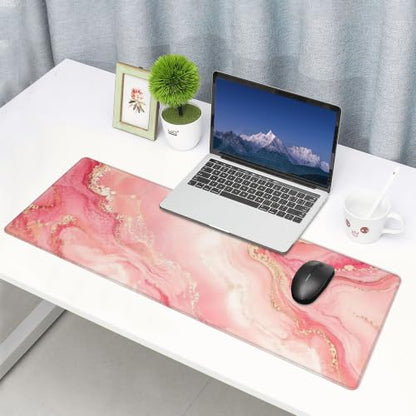 Pink Gold Marble Mouse Pad XL Large Mousepad Non Slip Rubber Base Desk Mat for Laptop Computer Gaming 31.5" X 12" - color: Pink Gold Marble