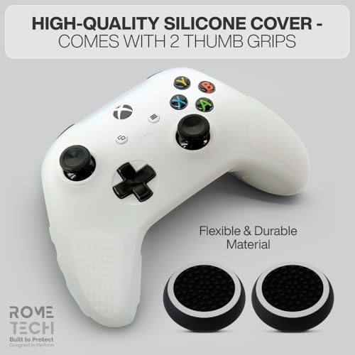for Xbox Controller Series X/S (2024/2023) Silicone Protective Cover, Soft Skin Xbox Controller Accessories, Anti-Slip Cover with 2 Joystick Caps (White) - color: White