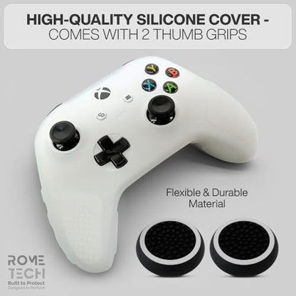 for Xbox Controller Series X/S (2024/2023) Silicone Protective Cover, Soft Skin Xbox Controller Accessories, Anti-Slip Cover with 2 Joystick Caps (White) - color: White