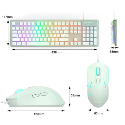 Gaming Keyboard and Mouse Combo, K1 RGB LED Backlit Keyboard with 104 Key Computer PC Gaming Keyboard for PC/Laptop (Green) - color: K1 green