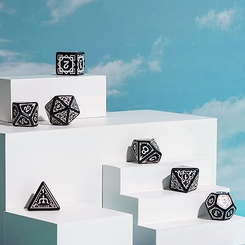 DND Dice Set -D&D Polyhedral Dice (7 Pcs) Druid Dice with Leather Dice Bag for Role Playing Dice Games RPGs(Druid - Black White) - color: Druid - Black White