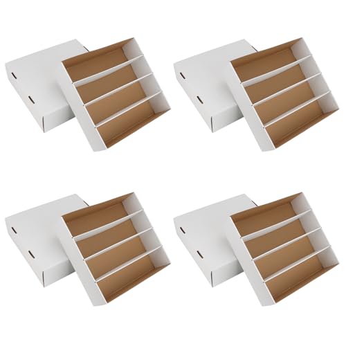 Trading Card Storage Box 3120 Count Collector Cards Box White Sports Card Storage Boxes Card Sorting Tray Cases Cards Collection Trading Cards Box for Soccer Basketball Cards(4 Set) - size: 4 Set-1